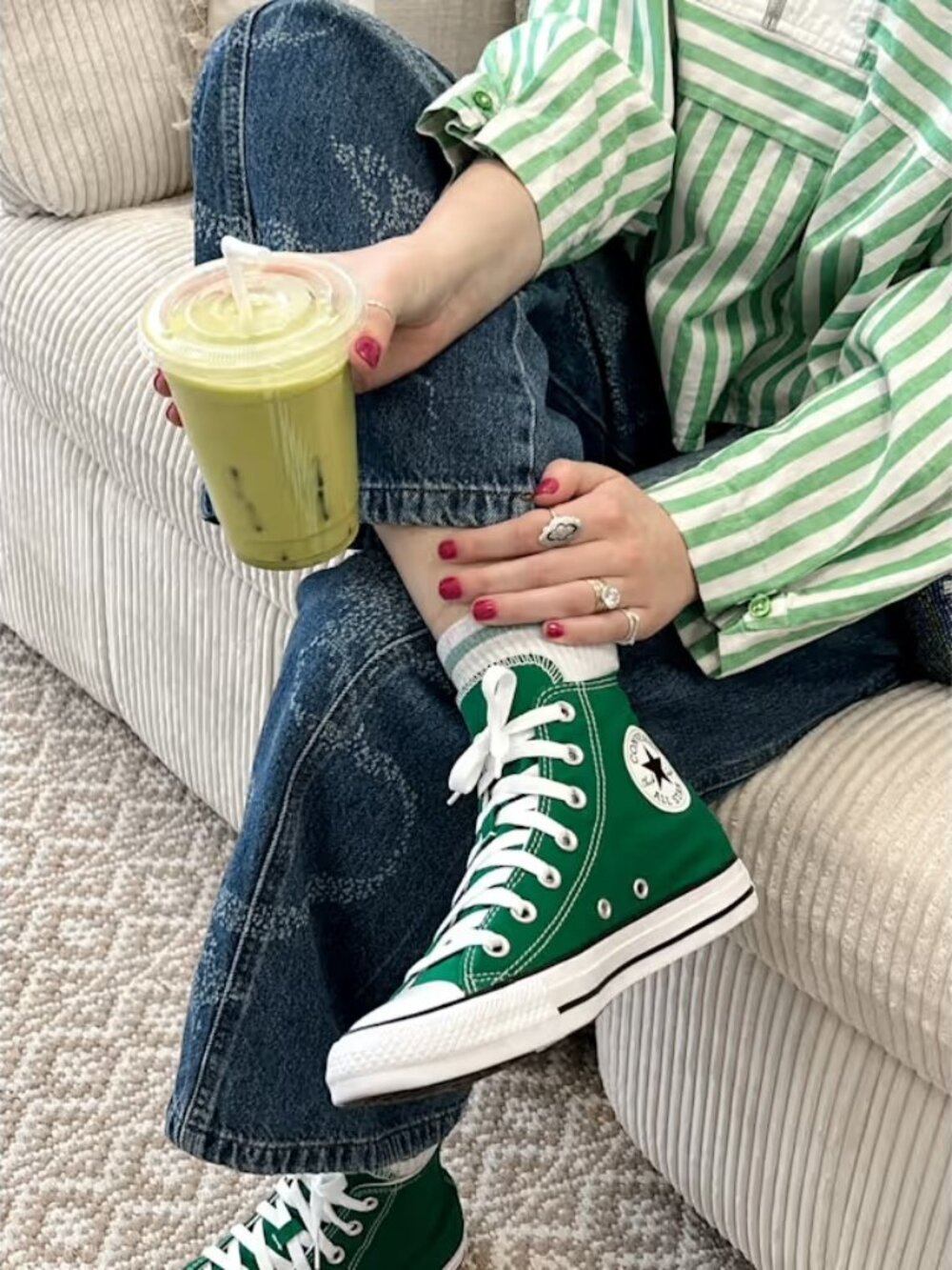 Converse High Top Sneakers - Green & White